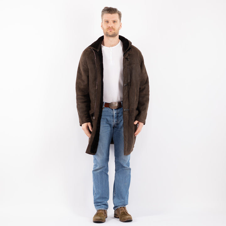 Vintage 90's Men Sheepskin Coat in BrownZ1398