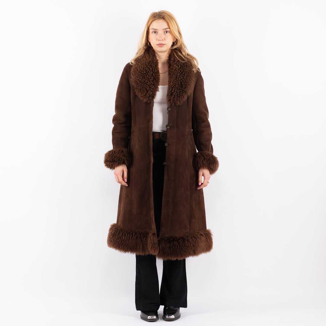 Vintage 70's Women Sheepskin Coat in BrownV9643
