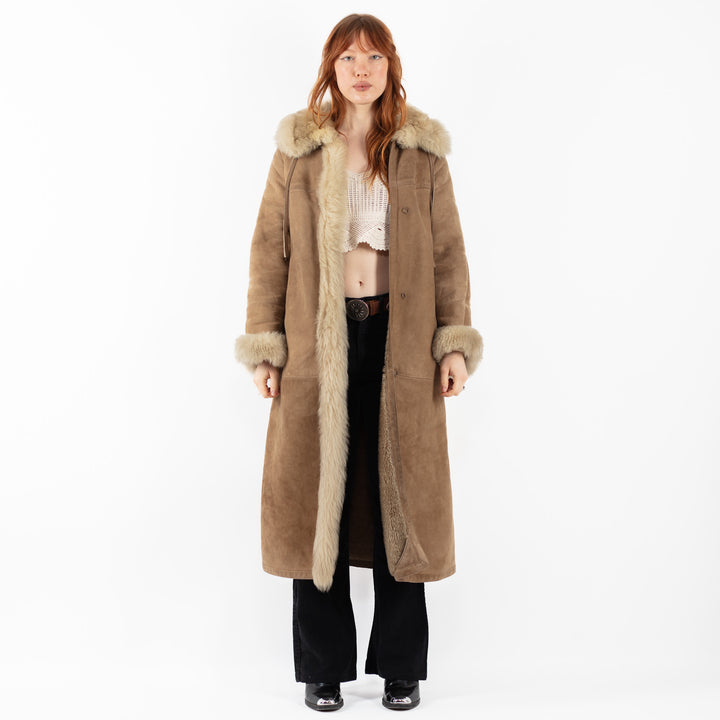 Vintage 70's Women Sheepskin Coat in BeigeV9743