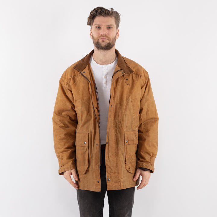 Vintage 90's Men Waxed Canvas Jacket in BeigeZ921