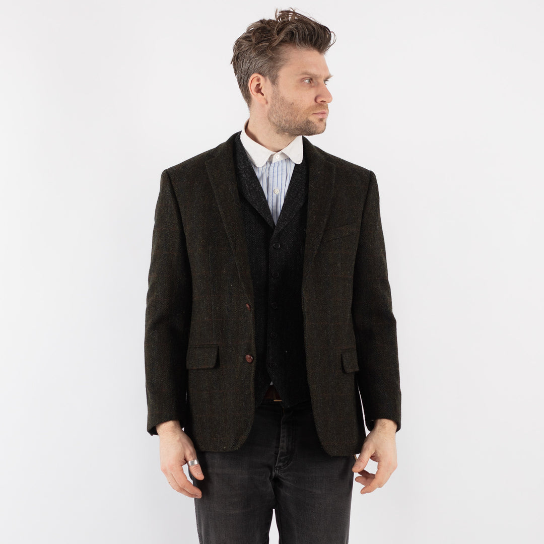Vintage 00's Men Harris Tweed Jacket in Green - NorthernGrip