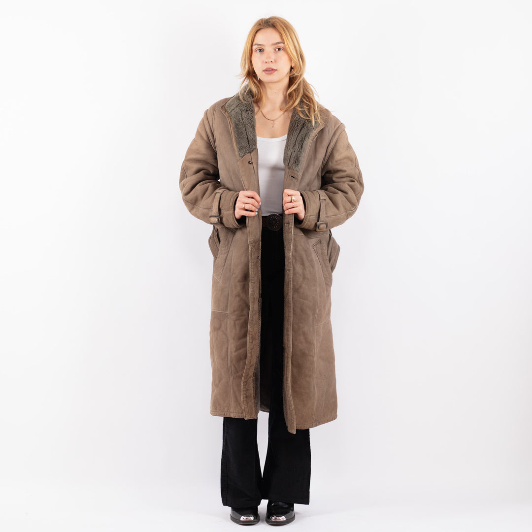 Vintage 80's Women Sheepskin Coat in BeigeV9645