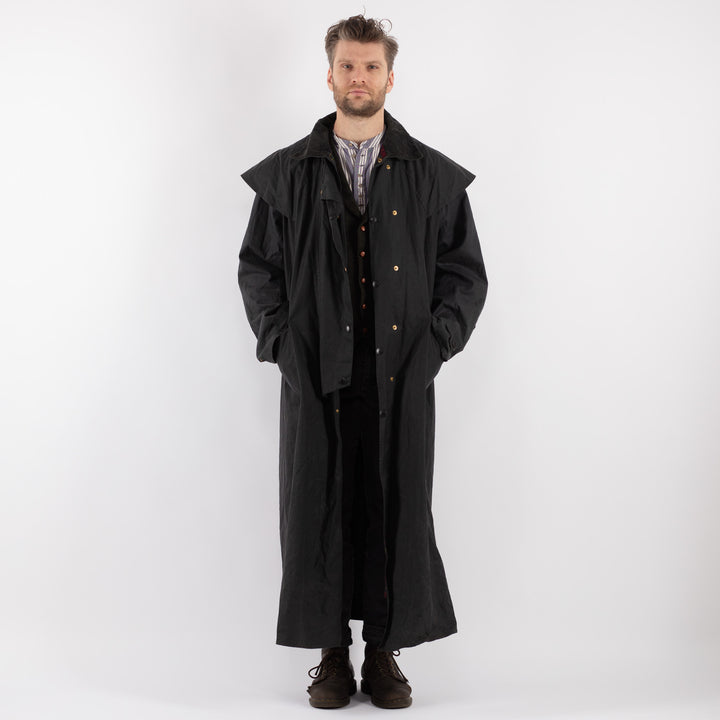 Vintage 90's Men Backhouse Waxed Canvas Maxi Coat in Gray - NorthernGrip