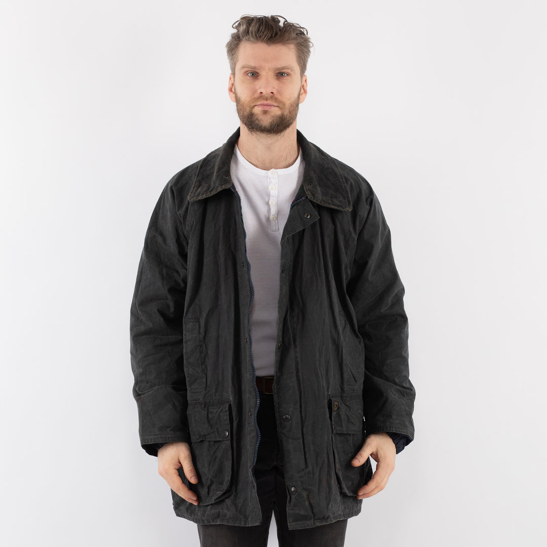 Vintage 90's Men Waxed Canvas Jacket in GreenZ886