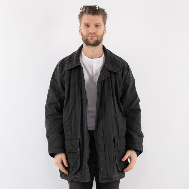 Vintage 90's Men Waxed Canvas Jacket in GreenZ886