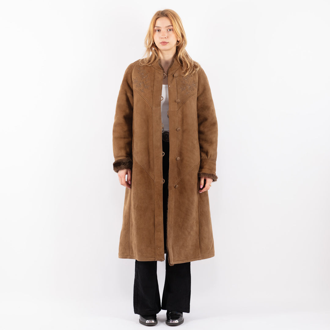 Vintage 80's Women Sheepskin Coat in BrownV9646