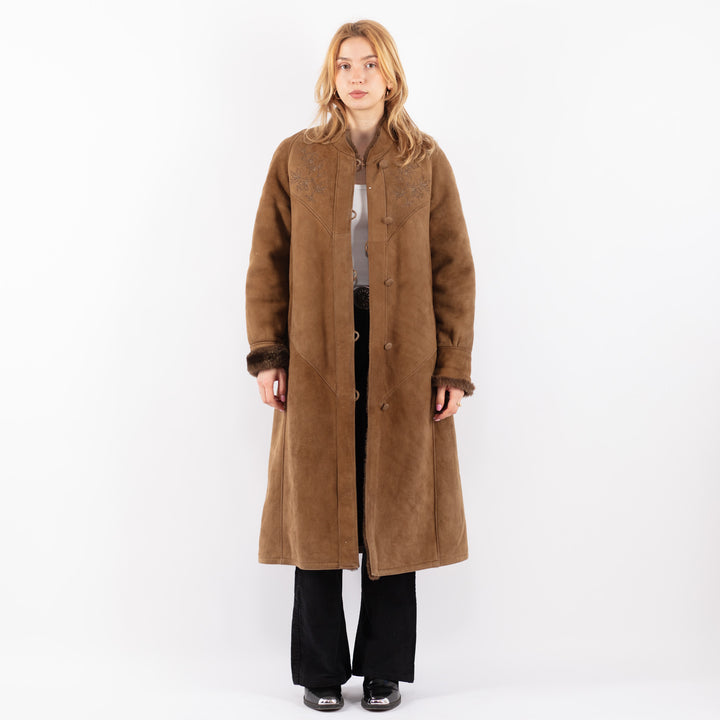 Vintage 80's Women Sheepskin Coat in BrownV9646