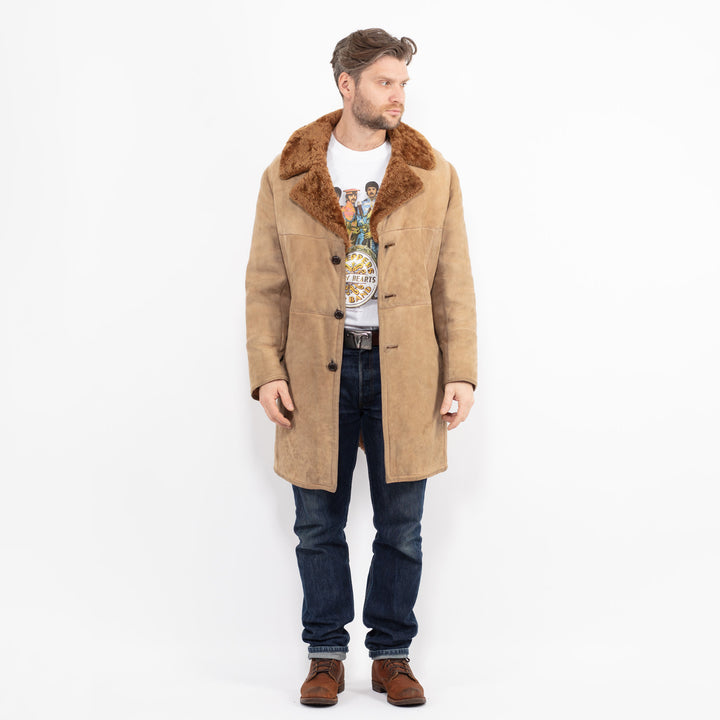 Vintage 70's Men Sheepskin Coat in BeigeZ2646
