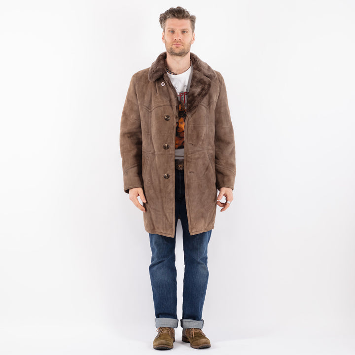 Vintage 70's Men Sheepskin Coat in BrownZ1510