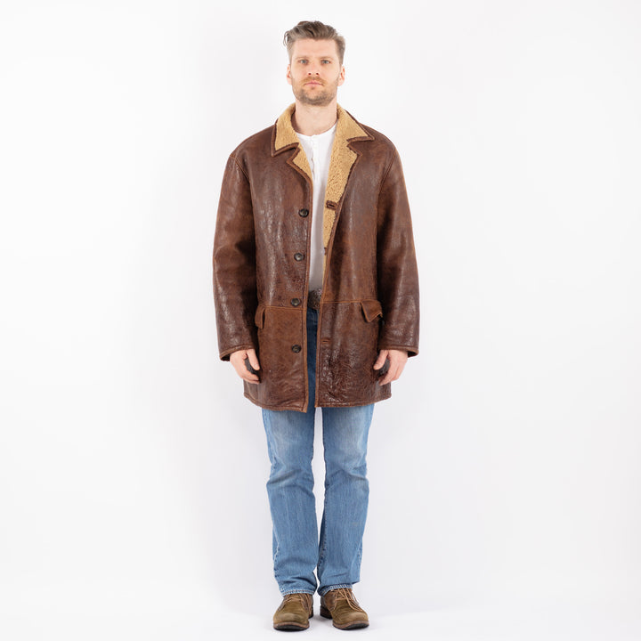 Vintage 90's Men Sheepskin Coat in BrownZ1402