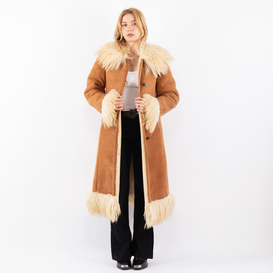 Vintage 70's Women Sheepskin Coat in BrownV9647