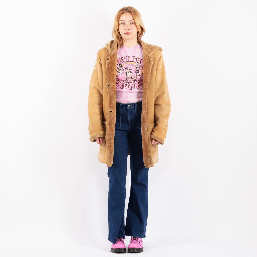 Vintage 90's Women Sheepskin Coat in BeigeV9543