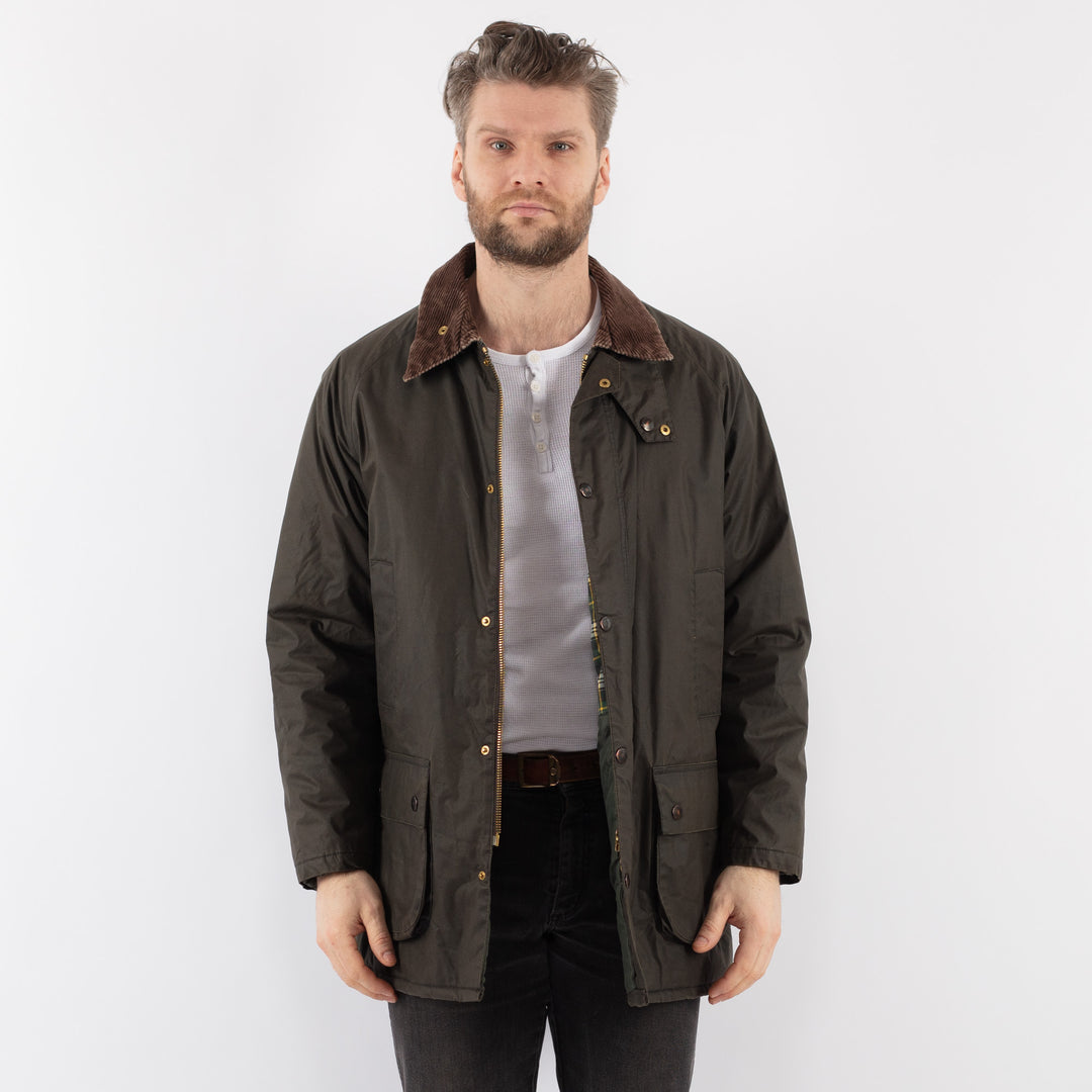 Vintage 90's Men Waxed Canvas Jacket in GreenZ892
