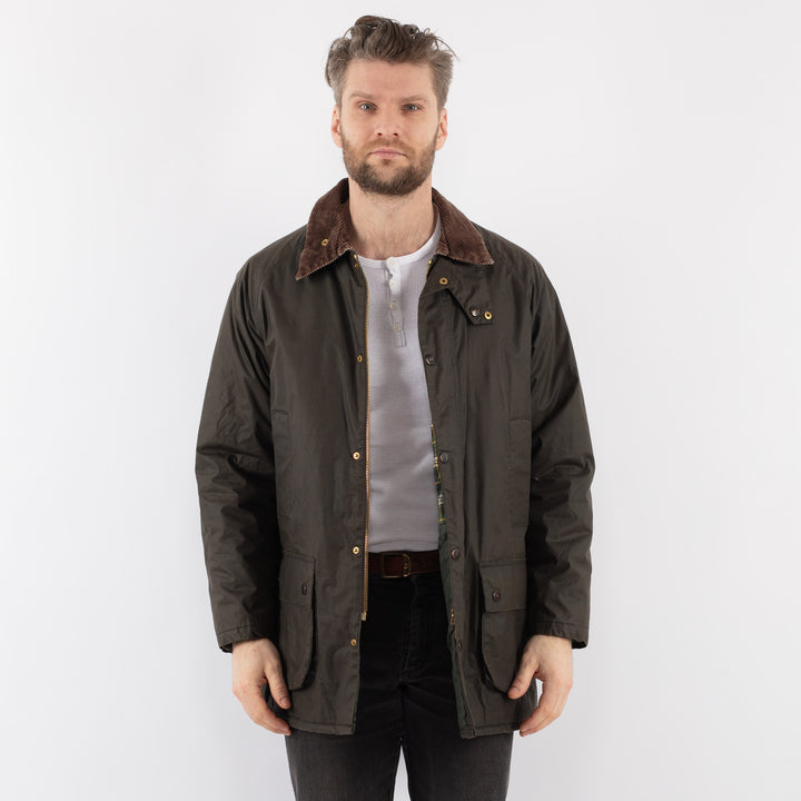 Vintage 90's Men Waxed Canvas Jacket in GreenZ892