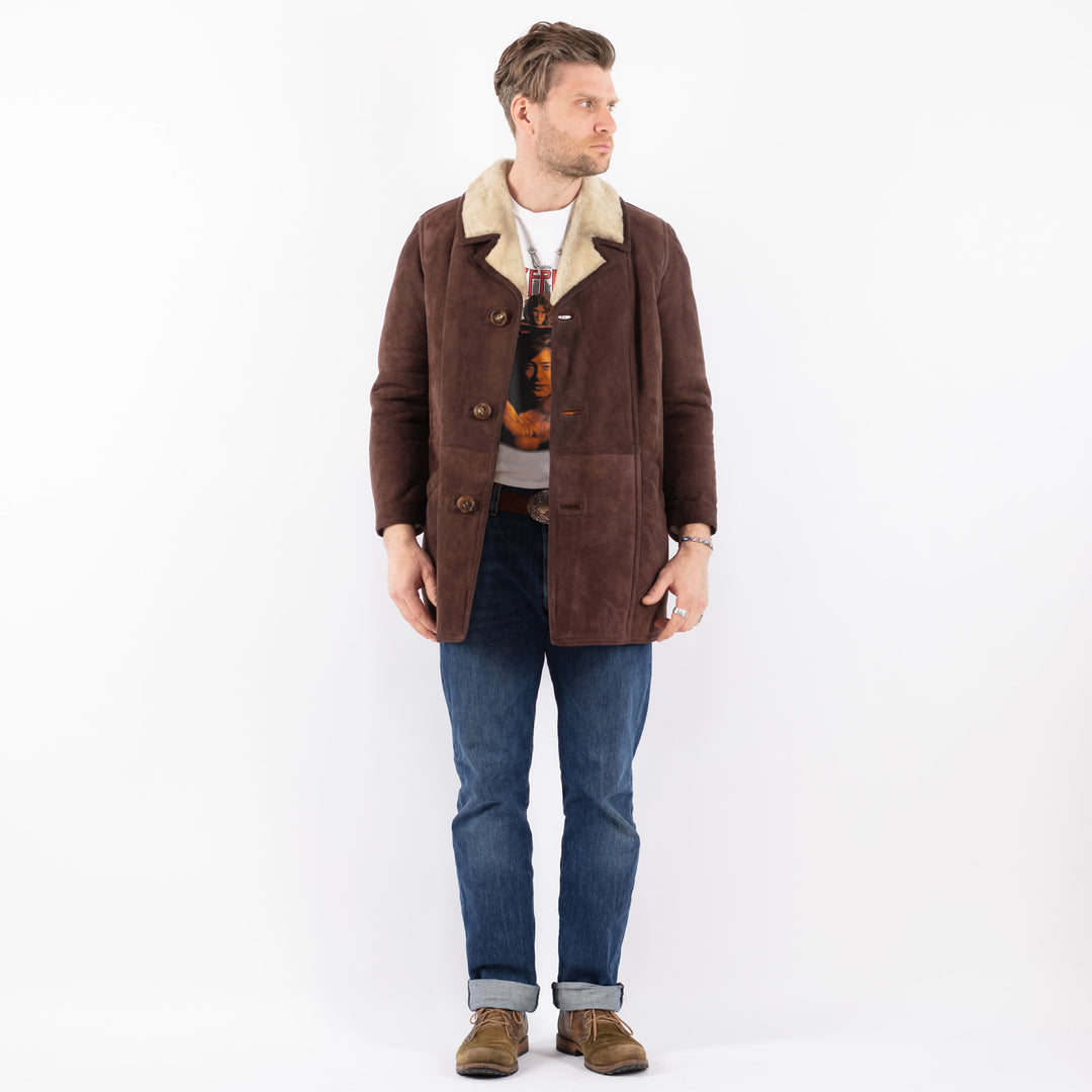 Vintage 70's Men Sheepskin Coat in BrownZ1512