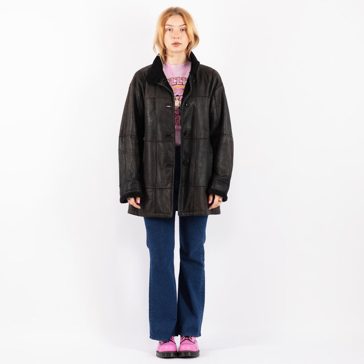 Vintage 00's Women Sheepskin Coat in BlackV9545