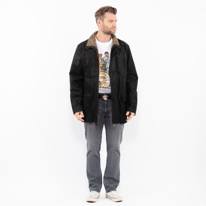 Vintage 90's Men Leather Coat in BlackZ1920