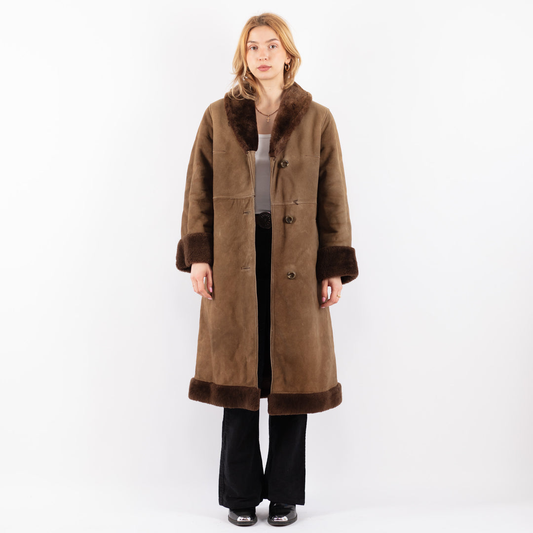Vintage 70's Women Sheepskin Coat in BrownV9649