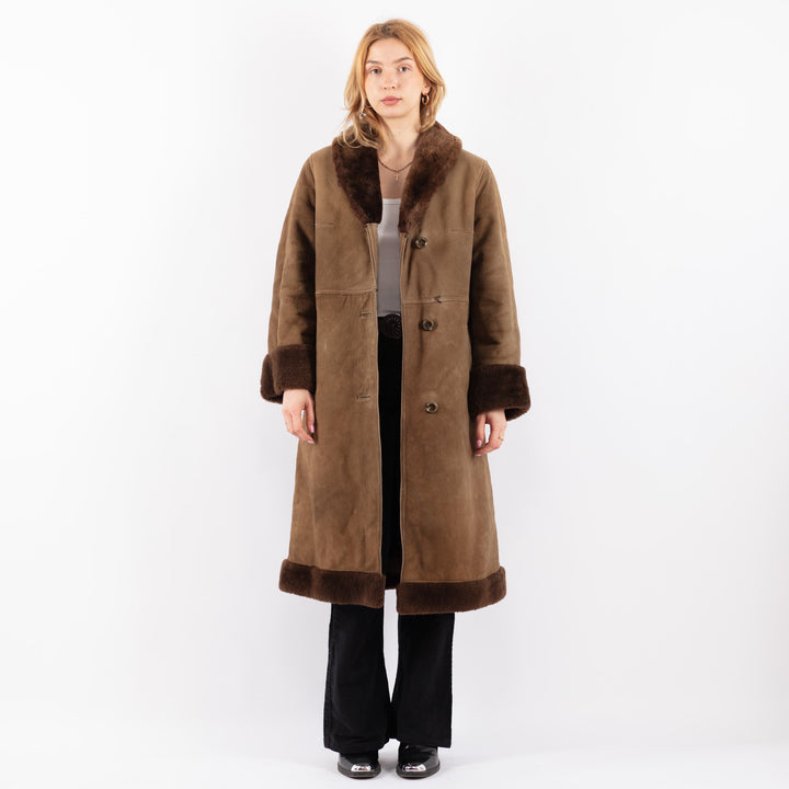 Vintage 70's Women Sheepskin Coat in BrownV9649