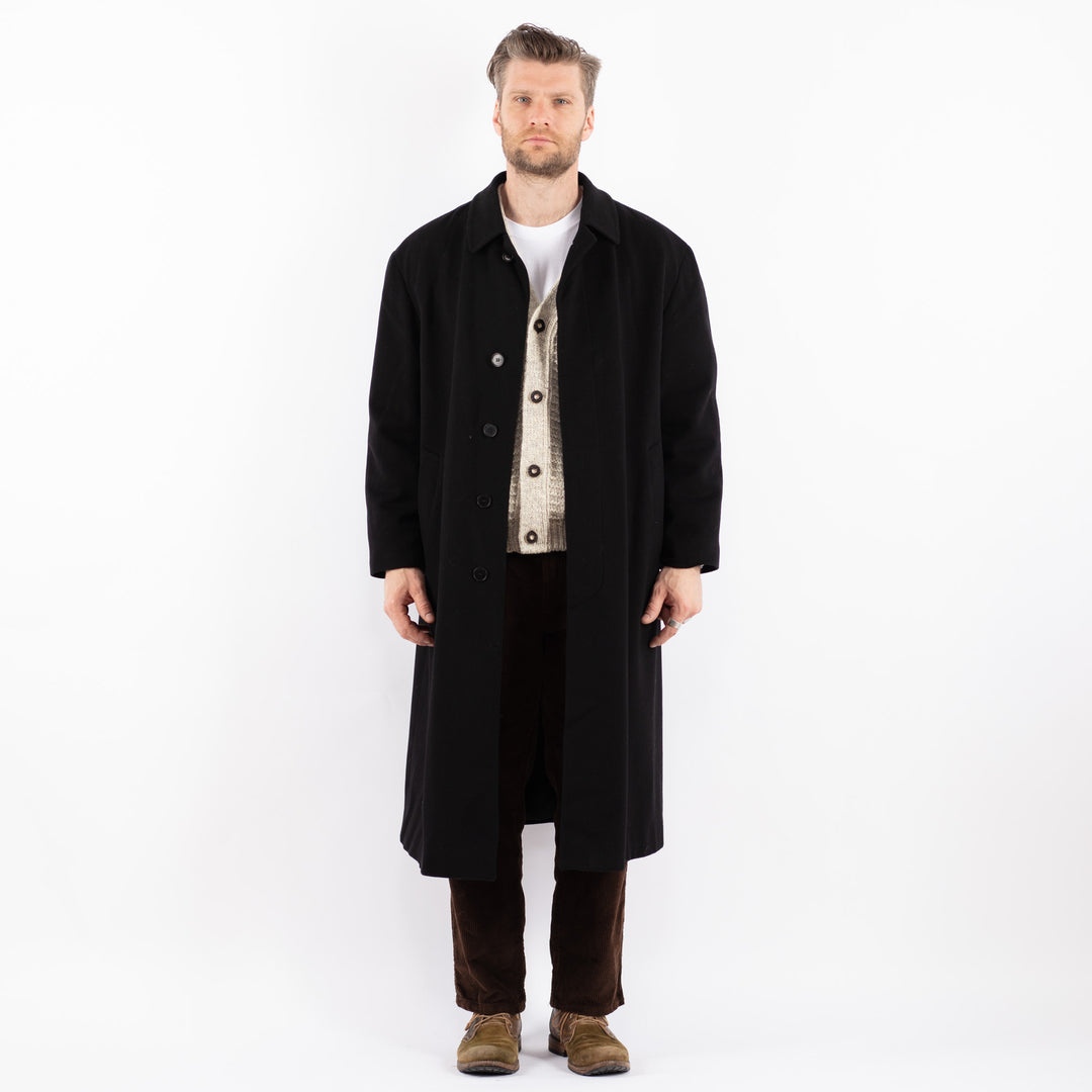 Vintage 90's Men Wool Blend Coat in BlackZ1598