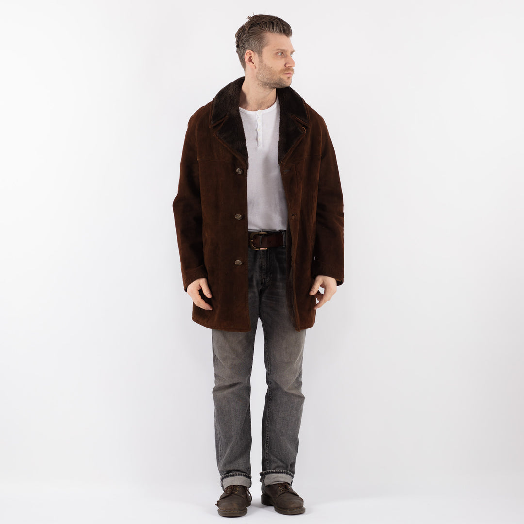 Vintage 70's Men Suede Sherpa Coat in BrownZ1105