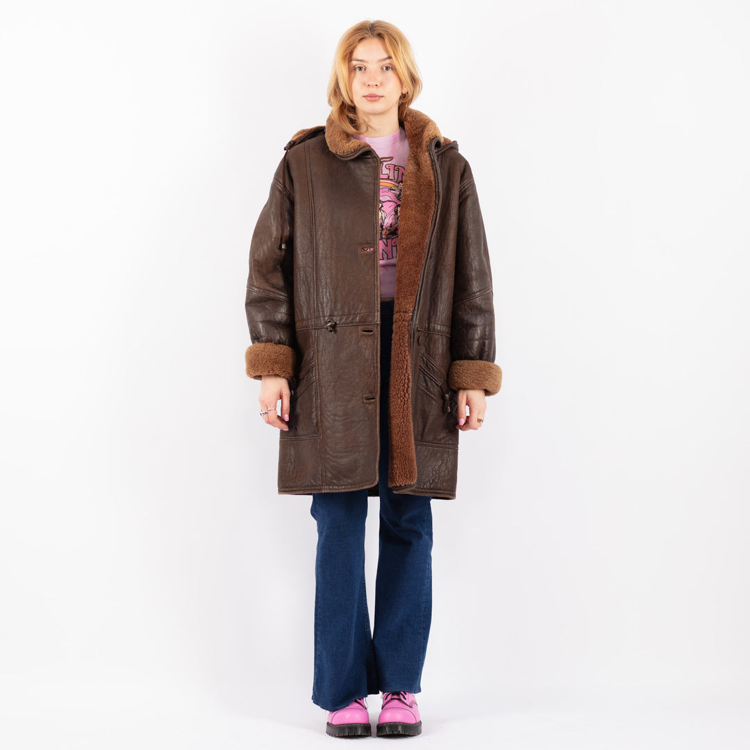 Vintage 90's Women Sheepskin Coat in BrownV9547