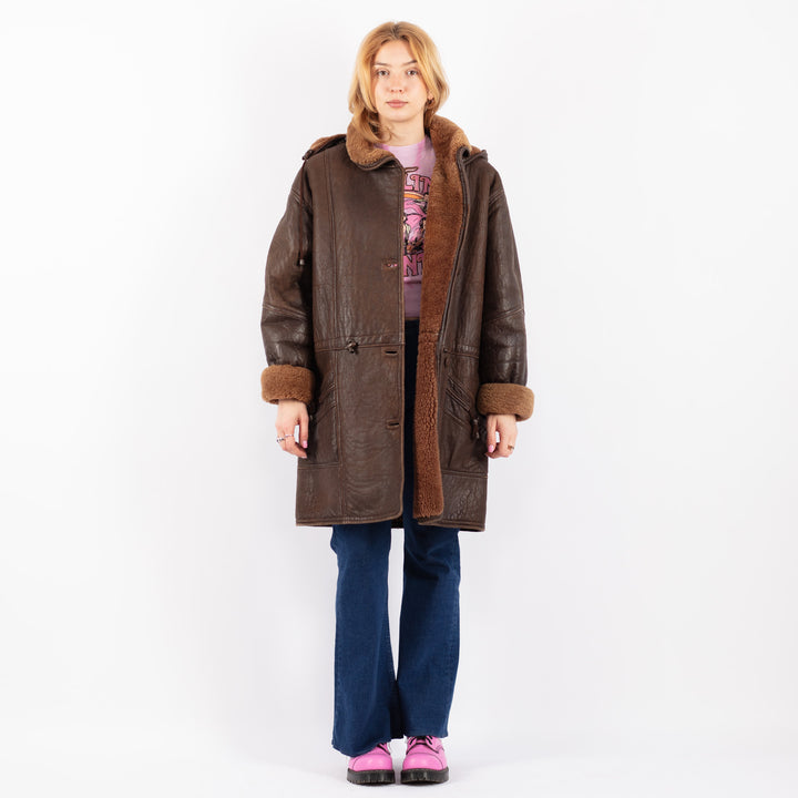 Vintage 90's Women Sheepskin Coat in BrownV9547