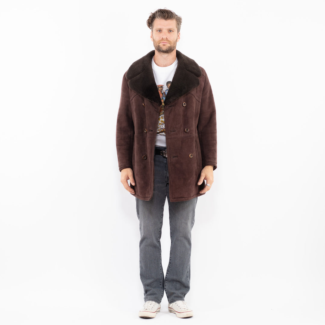 Vintage 70's Men Sheepskin Coat in BrownZ1924
