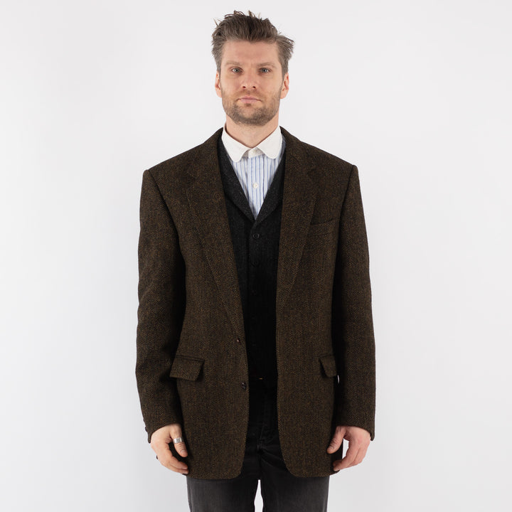 Vintage 70's Men Harris Tweed Jacket in Brown - NorthernGrip