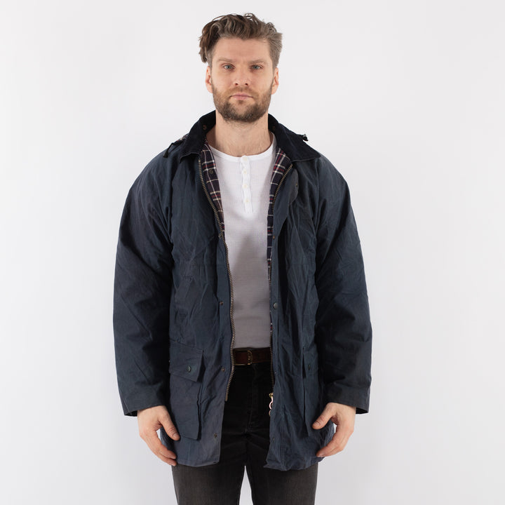 Vintage 90's Men Waxed Canvas Jacket in Blue