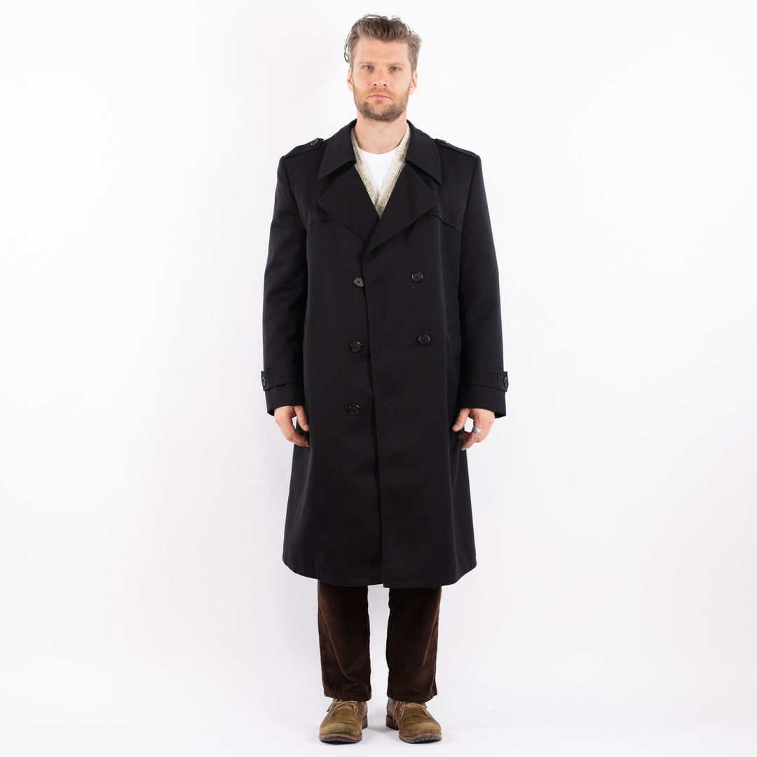 Vintage 90's Men Trench Coat in BlackZ1619