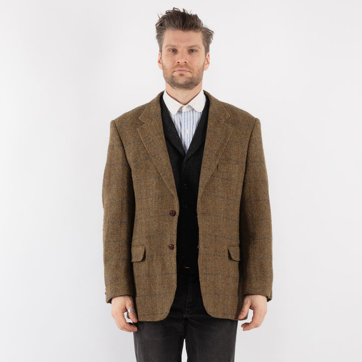 Vintage 80's Men Harris Tweed Jacket in Olive Green - NorthernGrip