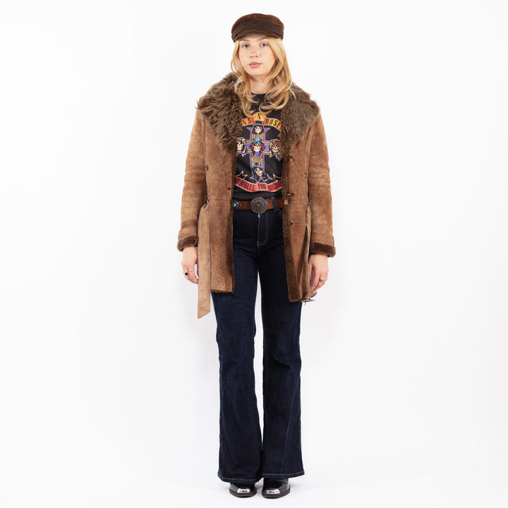 Vintage 00's Penny Lane Sheepskin Coat in Brown