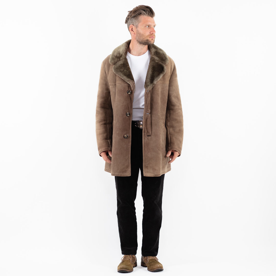 Vintage 70's Men Sheepskin Coat in BrownZ1827