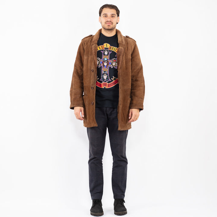 Vintage 90's Men Sheepskin Coat in BrownZ2366