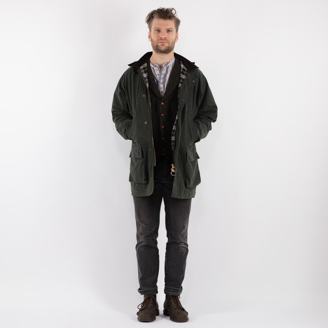 Vintage 90's Men Waxed Canvas Jacket in Green - NorthernGrip