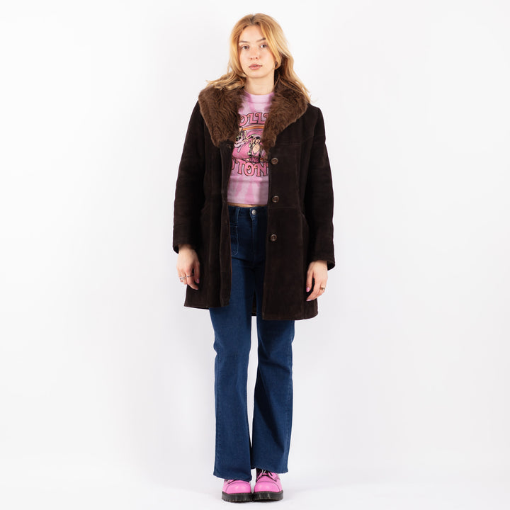 Vintage 70's Women Sheepskin Coat in BrownV9548