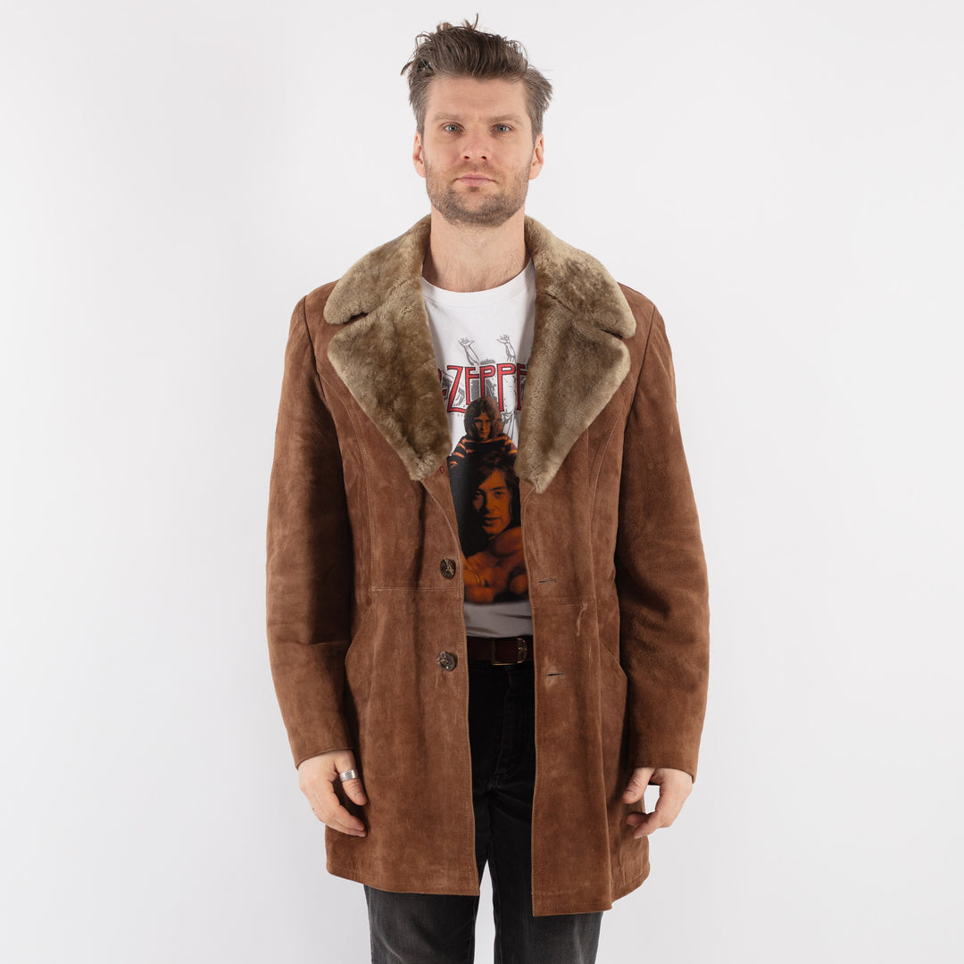 Vintage 70's Men Suede Sherpa in BrownZ776