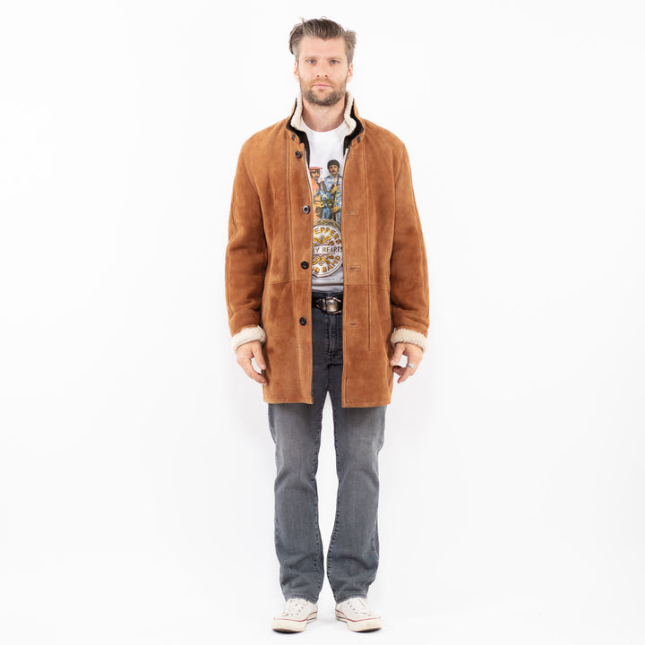 Vintage 00's Men Sheepskin Coat in BrownZ1927