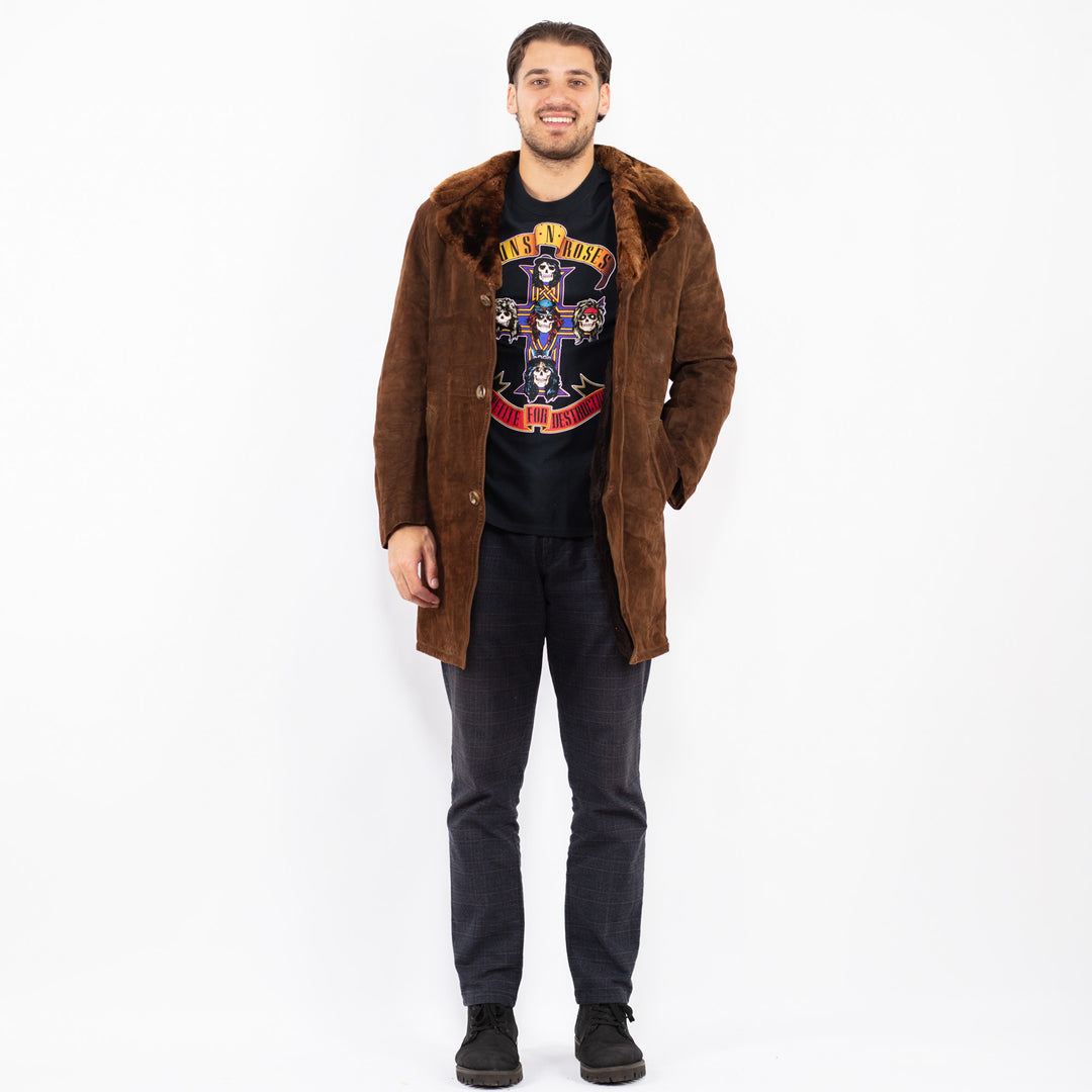 Vintage 70's Men Suede Sherpa Coat in BrownZ2368