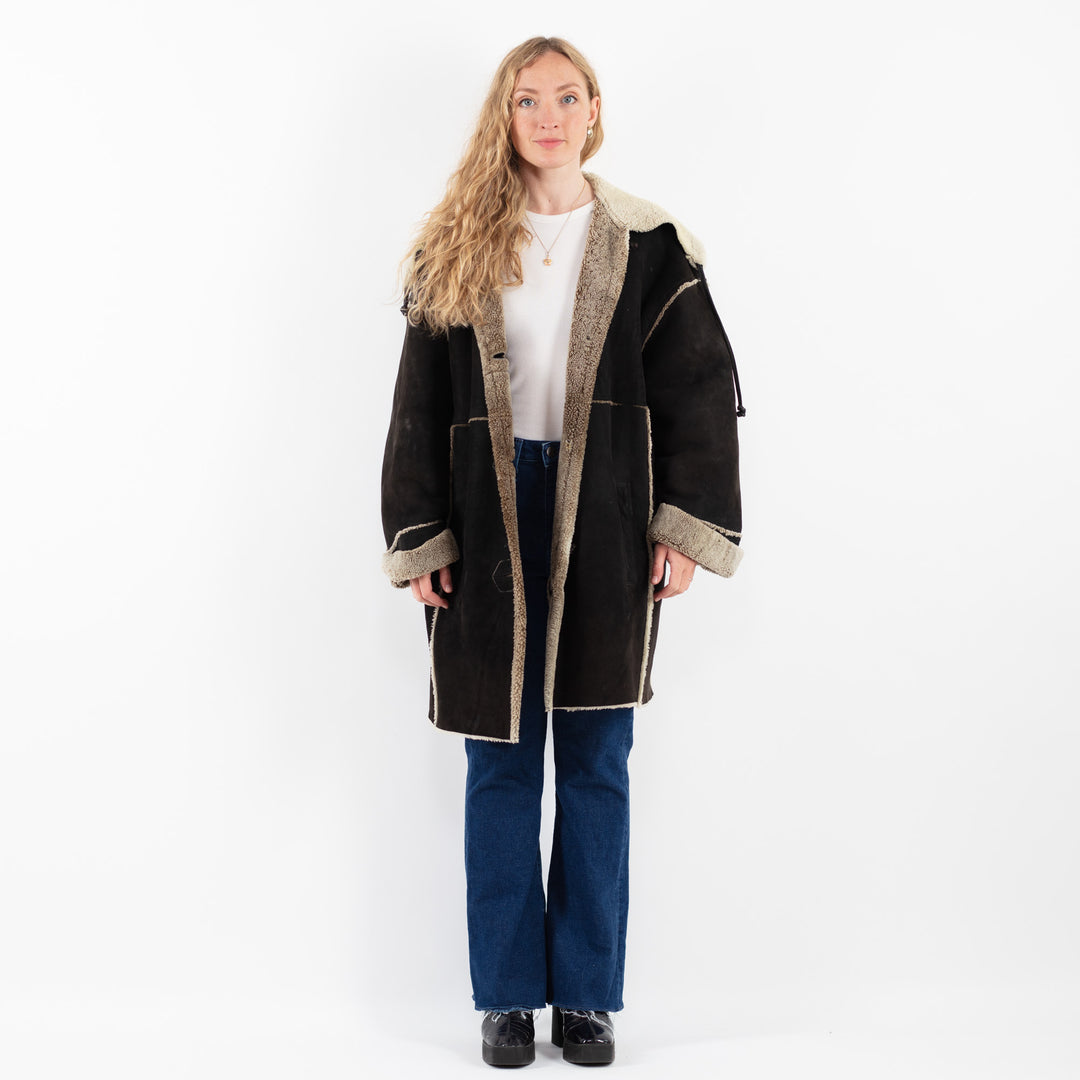 Vintage 90's Women Sheepskin Coat in BlackV9862
