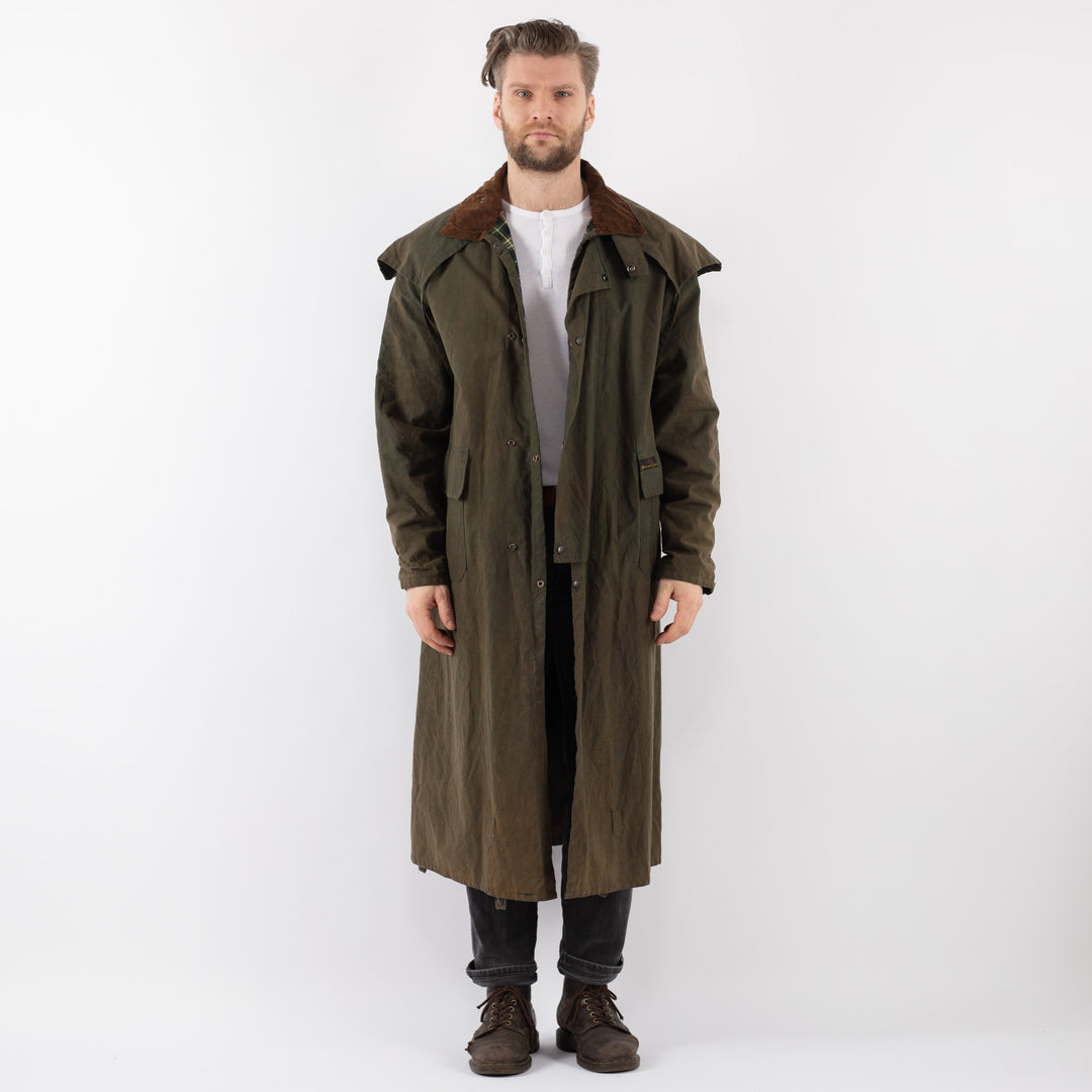 Vintage 90's Men Waxed Canvas Coat in GreenZ901