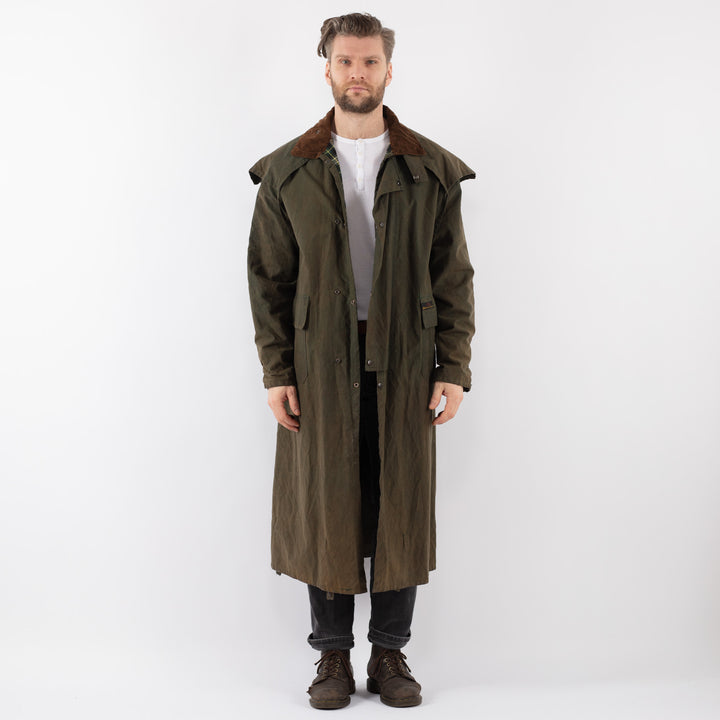Vintage 90's Men Waxed Canvas Coat in GreenZ901