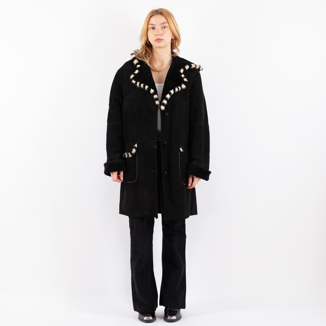 Vintage 00's Women Sheepskin Coat in BlackV9653