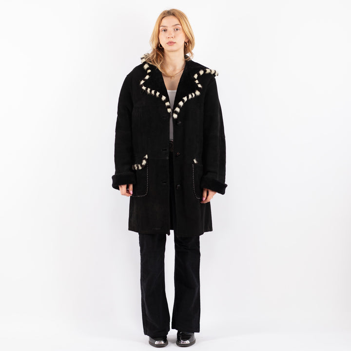 Vintage 00's Women Sheepskin Coat in BlackV9653