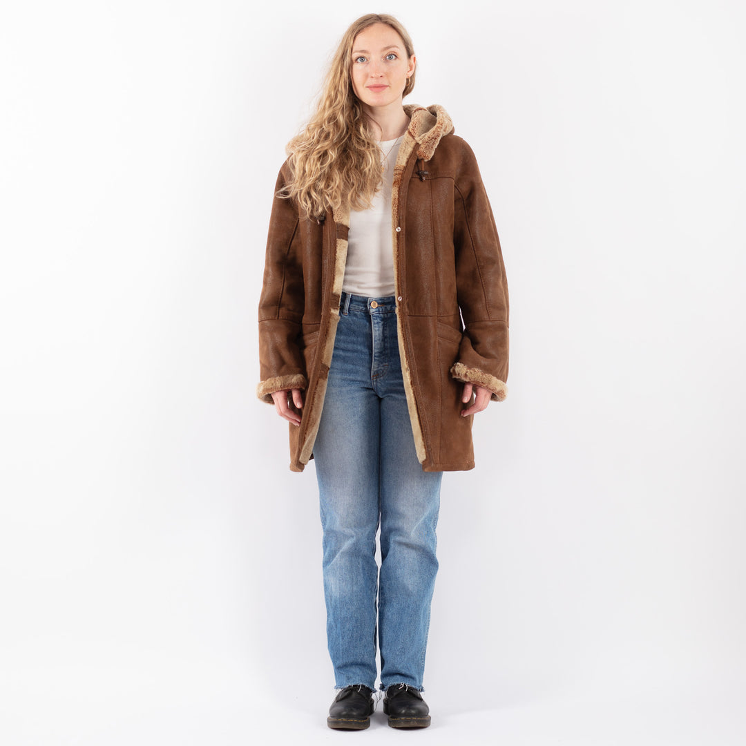 Vintage 90's Women Sheepskin Coat in BrownV9456