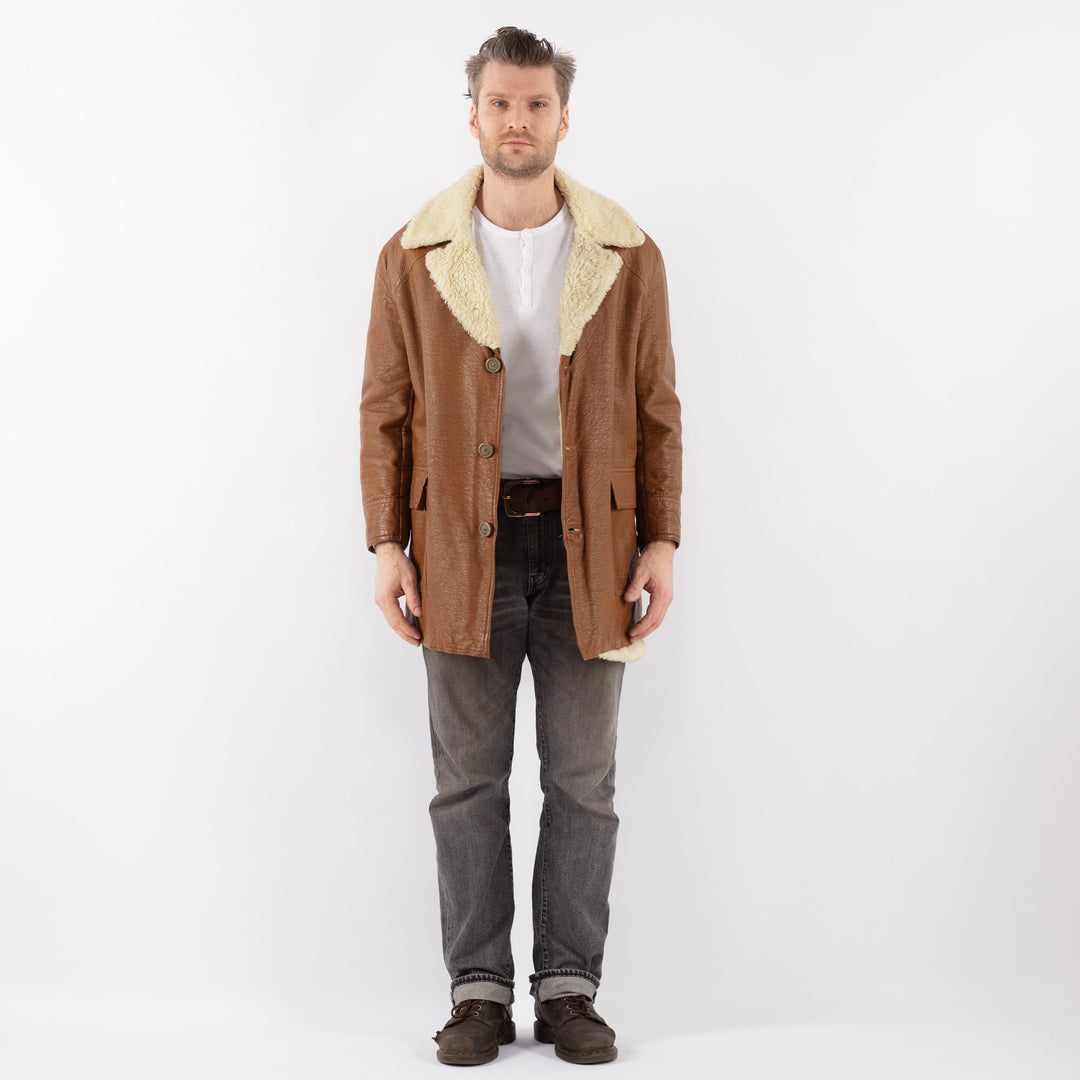 Vintage 90's Men Leather Coat in BrownZ1113