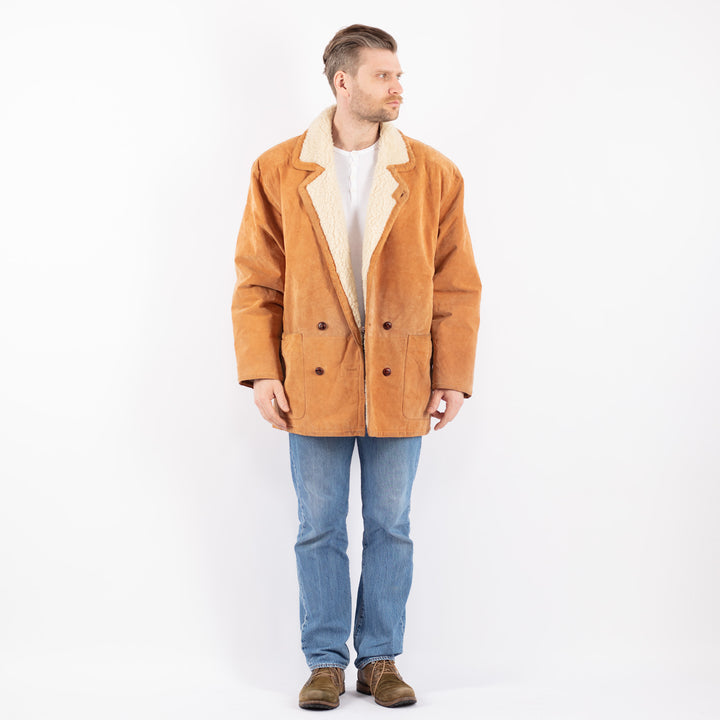 Vintage 90's Men Suede Sherpa Coat in BrownZ1410