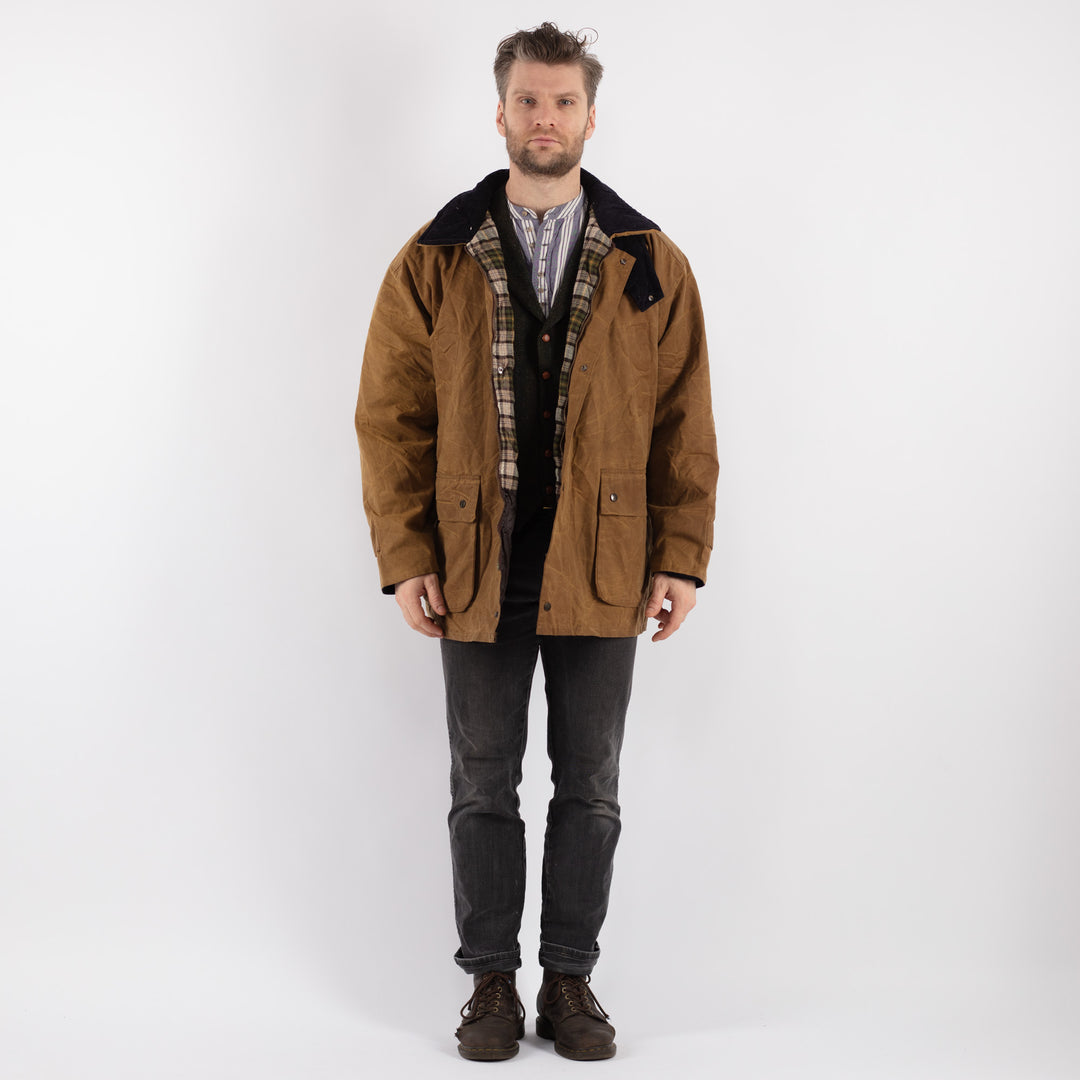 Vintage 90's Men Waxed Canvas Jacket in Beige - NorthernGrip