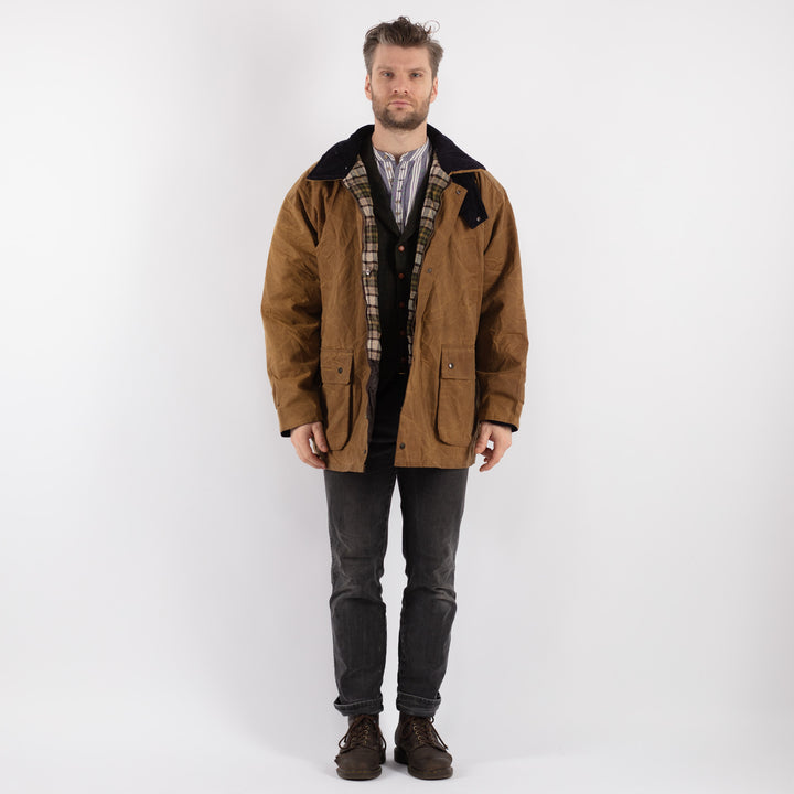 Vintage 90's Men Waxed Canvas Jacket in Beige - NorthernGrip